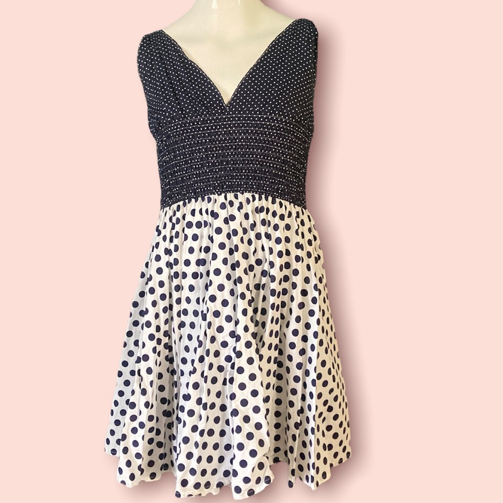 *HP* NWOT, handmade, Blue/white polka dotted dress, size L/XL - Picture 3 of 16